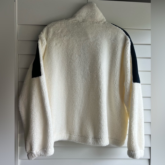 NWT Faherty Cream White and Navy Cord Mix Fleece Popover, Outdoor Sz - XL - Picture 7 of 16